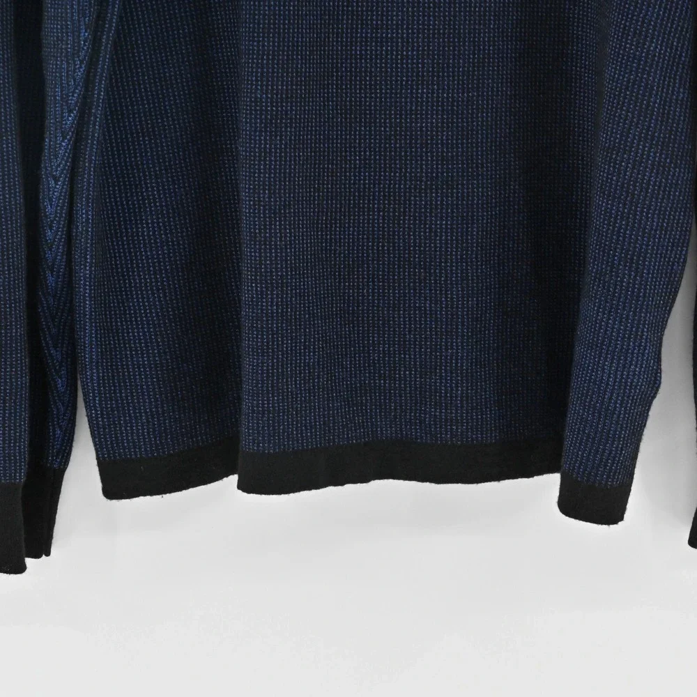 ROBERT GRAHAM Mens Blue Quarter Zip Sweater Sz XL Wool Waffle Knit Pullover Mock